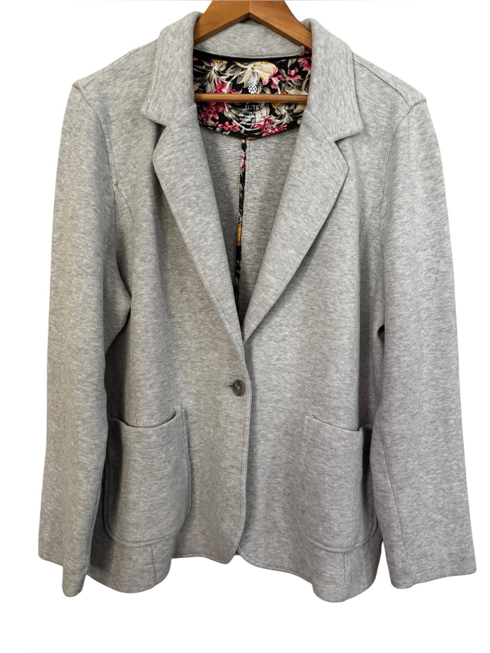 Tommy Bahama Knit Blazer Jacket XL Gray Cotton Stretch Sweatshirt Career Casual